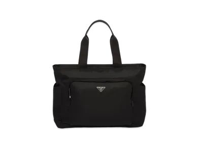 PRADA Saffiano Leather and Re-Nylon Tote Bag "Black"