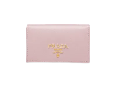 PRADA Saffiano Leather Card Holder "Powder Pink"
