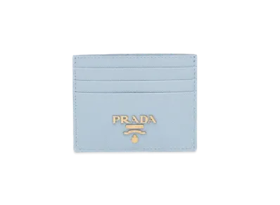PRADA Saffiano Leather Card Holder "Light Blue"