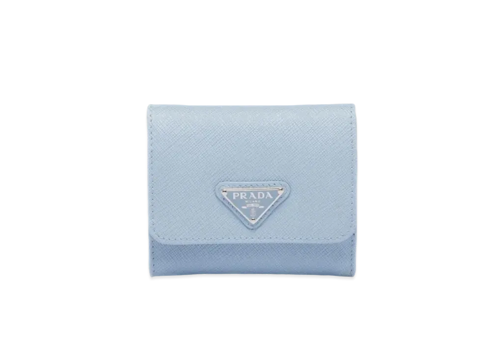 PRADA Saffiano Triangle Wallet "Light Blue"