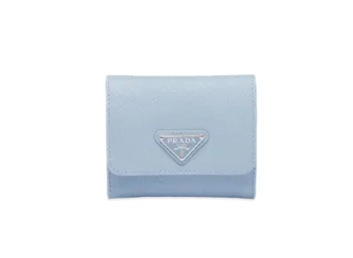 PRADA Saffiano Triangle Wallet "Light Blue"