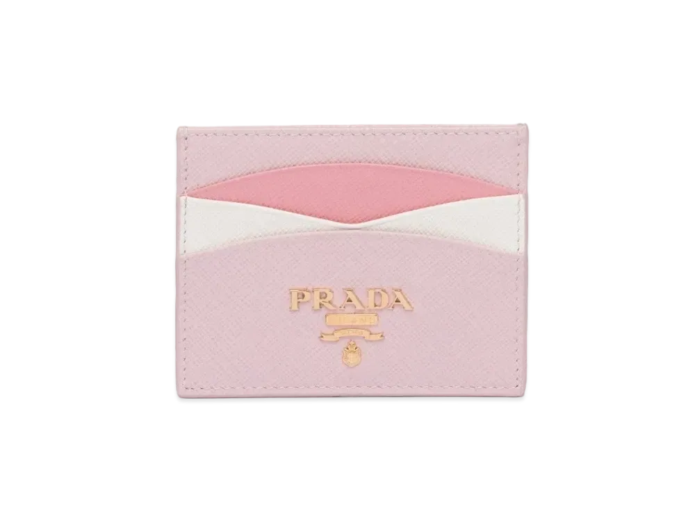 PRADA Saffiano Leather Card Holder "Alabaster Pink"