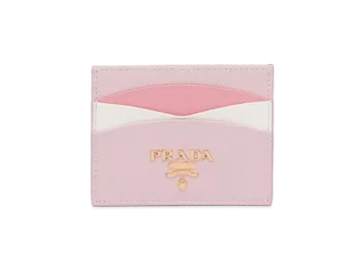 PRADA Saffiano Leather Card Holder "Alabaster Pink"