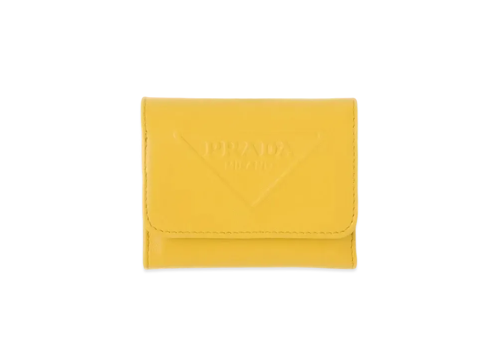 PRADA Grace Triangle Embossed Leather Wallet "Yellow"
