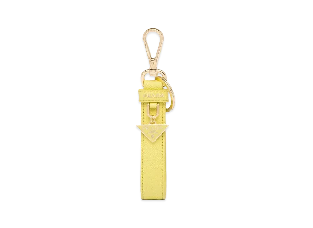 PRADA Saffiano Leather Key Ring "Citron Yellow"