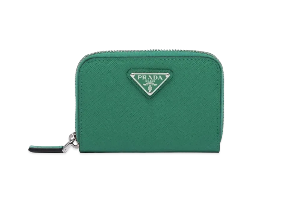 PRADA　トライアングル　コインケース　グリーン　2MM003 PRADA - ◇SALE◇ □新同□ プラダ ラウンドジップ コインパース