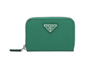 PRADA Saffiano Triangle Coin Case "Green"