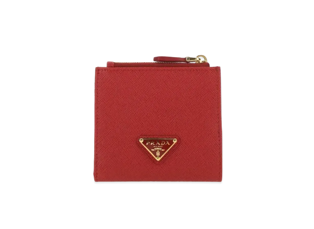PRADA Small Saffiano Leather Wallet "Fiery Red"