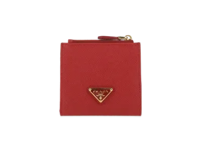 PRADA Small Saffiano Leather Wallet "Fiery Red"