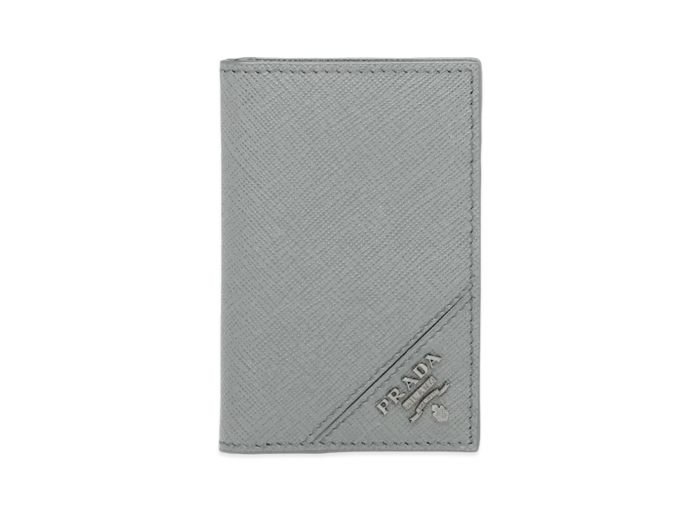 PRADA Saffiano Leather Card Holder "Marble Gray"