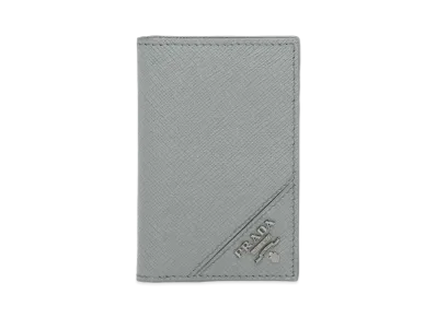 PRADA Saffiano Leather Card Holder "Marble Gray"