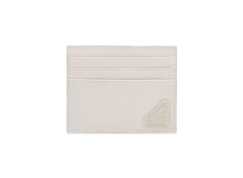 PRADA Saffiano Leather Card Holder "Chalk White"