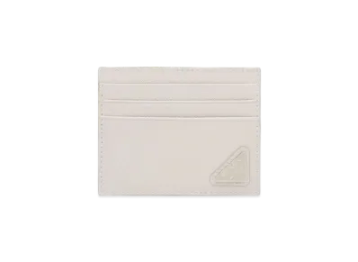 PRADA Saffiano Leather Card Holder "Chalk White"