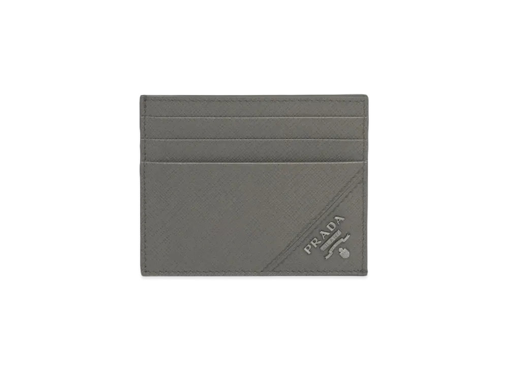 PRADA Saffiano Leather Card Holder "Marble Gray"