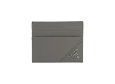 PRADA Saffiano Leather Card Holder "Marble Gray"