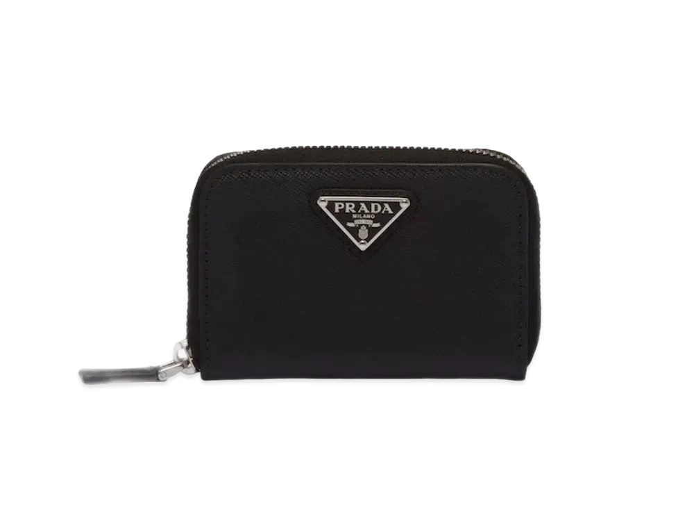 PRADA Saffiano Triangle Coin Case "Black"