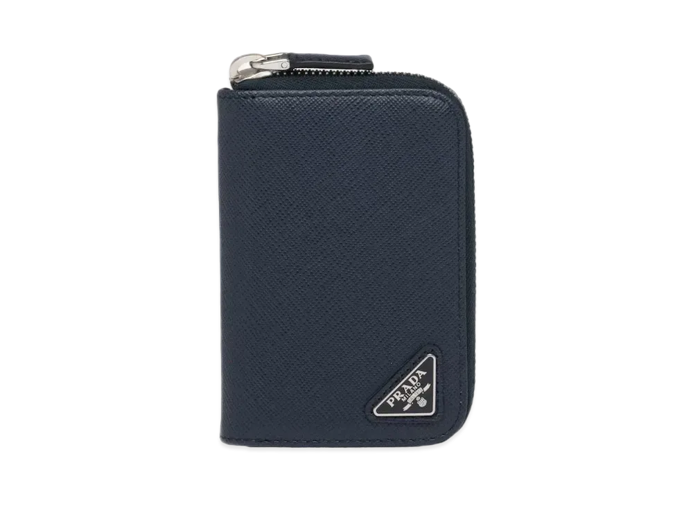 PRADA Saffiano Leather Card Holder "Baltic Blue"