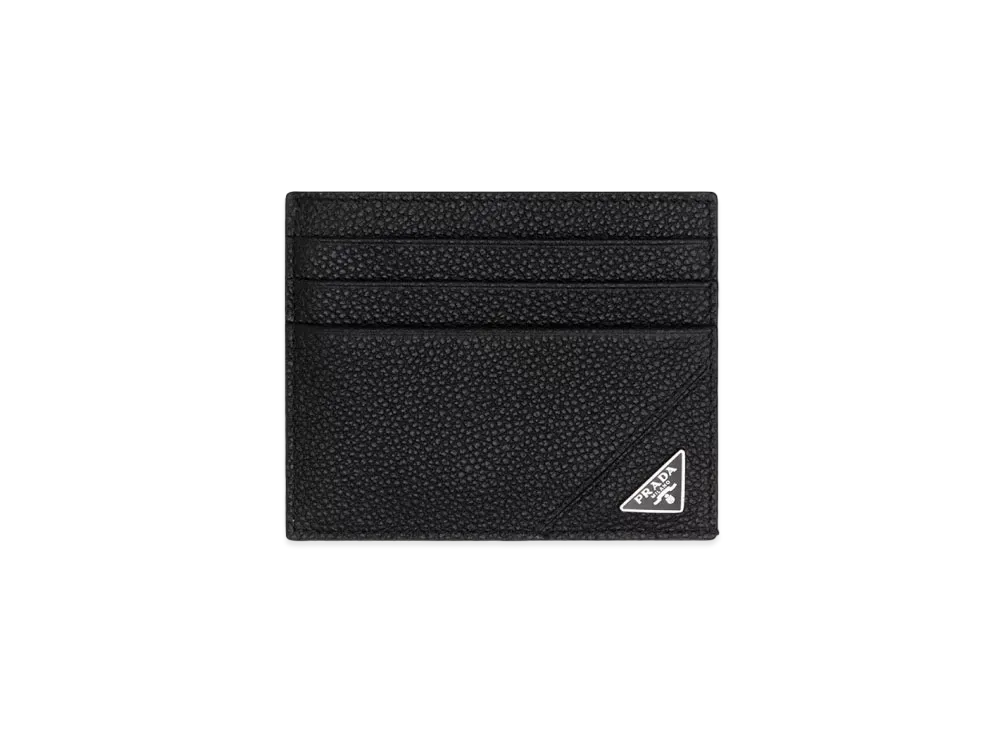 PRADA Vitello Micro Grain Leather Card Holder "Black"
