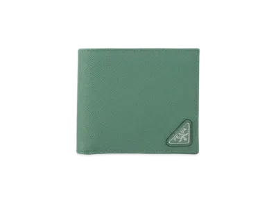PRADA Saffiano Triangle Wallet "Sage Green"
