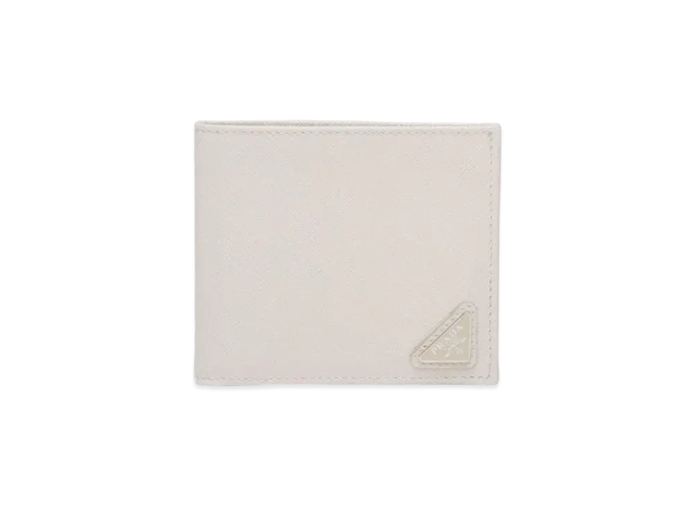 PRADA Saffiano Triangle Wallet "Chalk White"