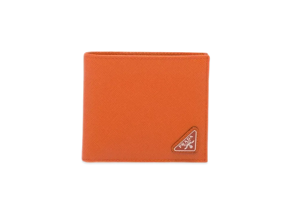 PRADA Saffiano Triangle Wallet "Papaya"