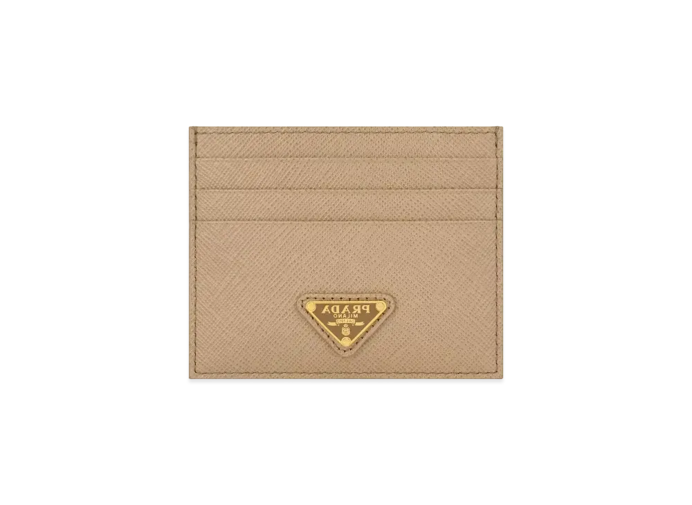 PRADA Saffiano Leather Card Holder "Sand Beige"