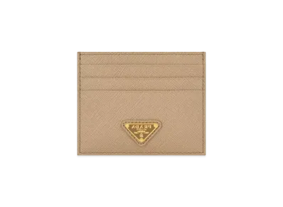 PRADA Saffiano Leather Card Holder "Sand Beige"