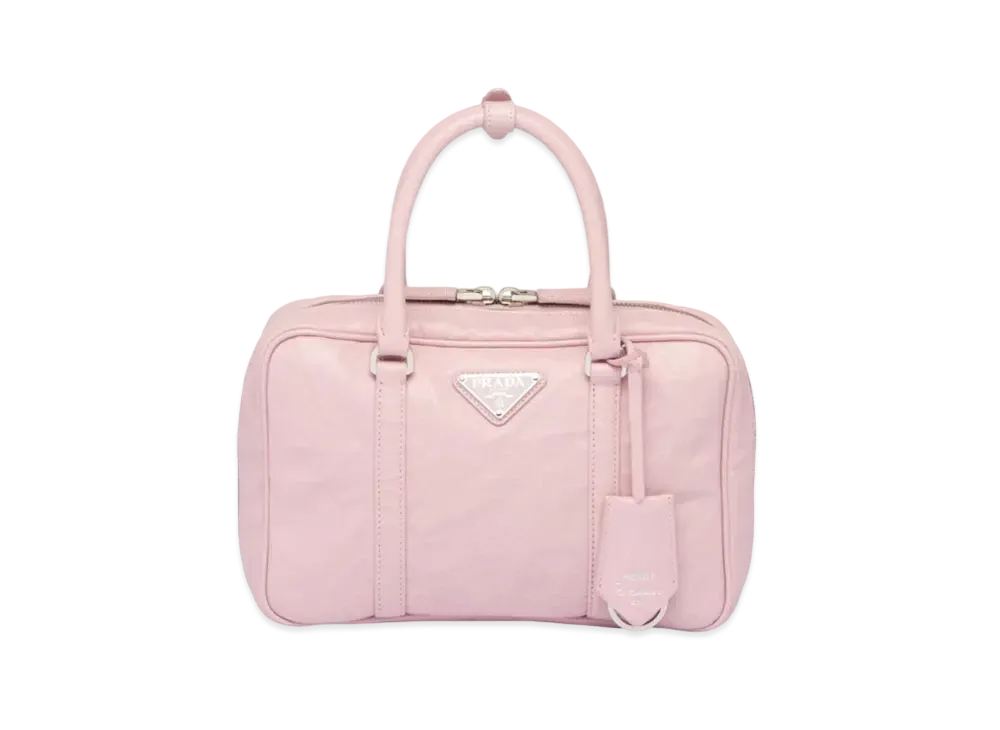 PRADA Medium Antique Nappa Leather Top Handle Bag "Alabaster Pink"