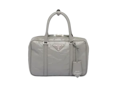 PRADA Medium Antique Nappa Leather Top Handle Bag "Slate Gray"