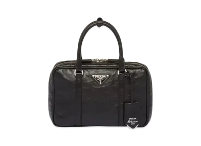 PRADA Medium Antique Nappa Leather Top Handle Bag "Blac"