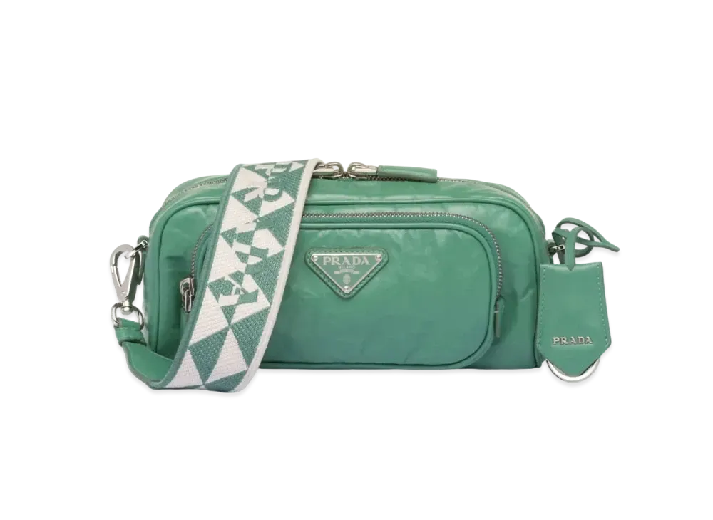 PRADA Nappa Antique Leather Multi Pocket Shoulder Bag "Sage Green"