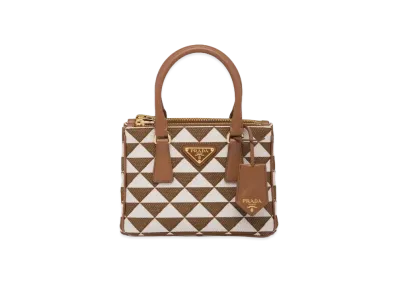 PRADA Symbole Embroidered Fabric Mini Bag "Brown/White"