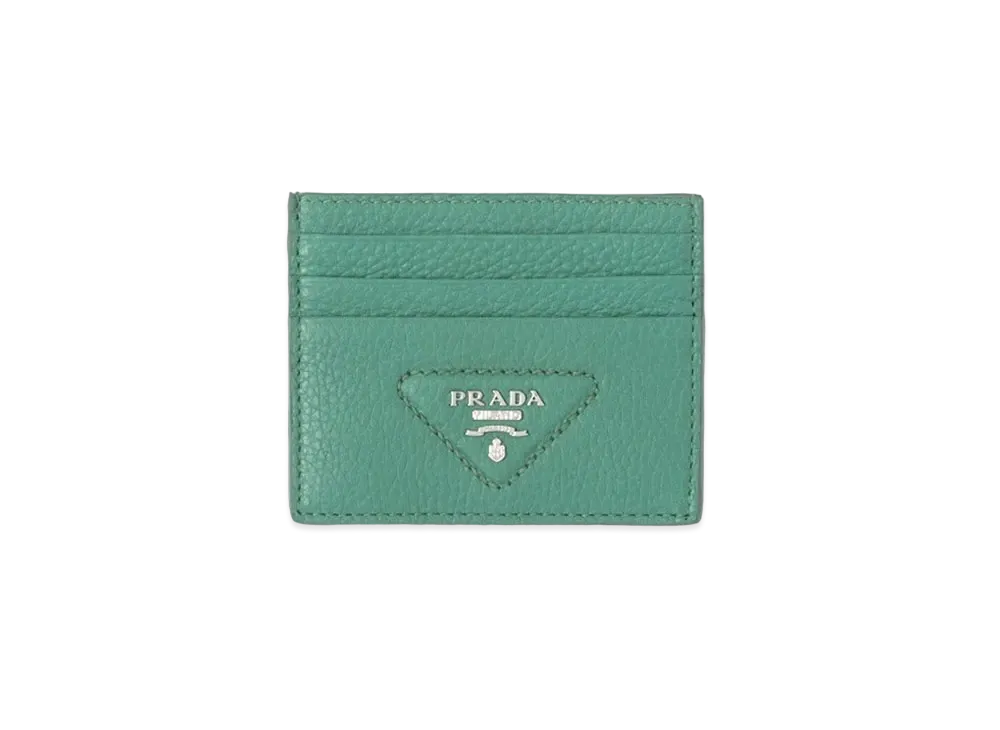 PRADA Leather Card Holder "Sage Green"