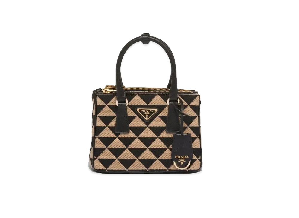 PRADA Symbole Embroidered Fabric Mini Bag "Black/Beige"