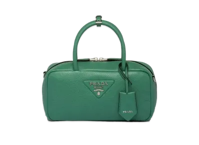 PRADA Leather Top Handle Bag "Yellow Green"