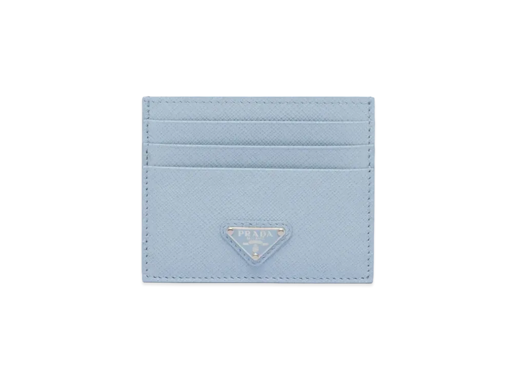 PRADA Saffiano Leather Card Holder "Light Blue"