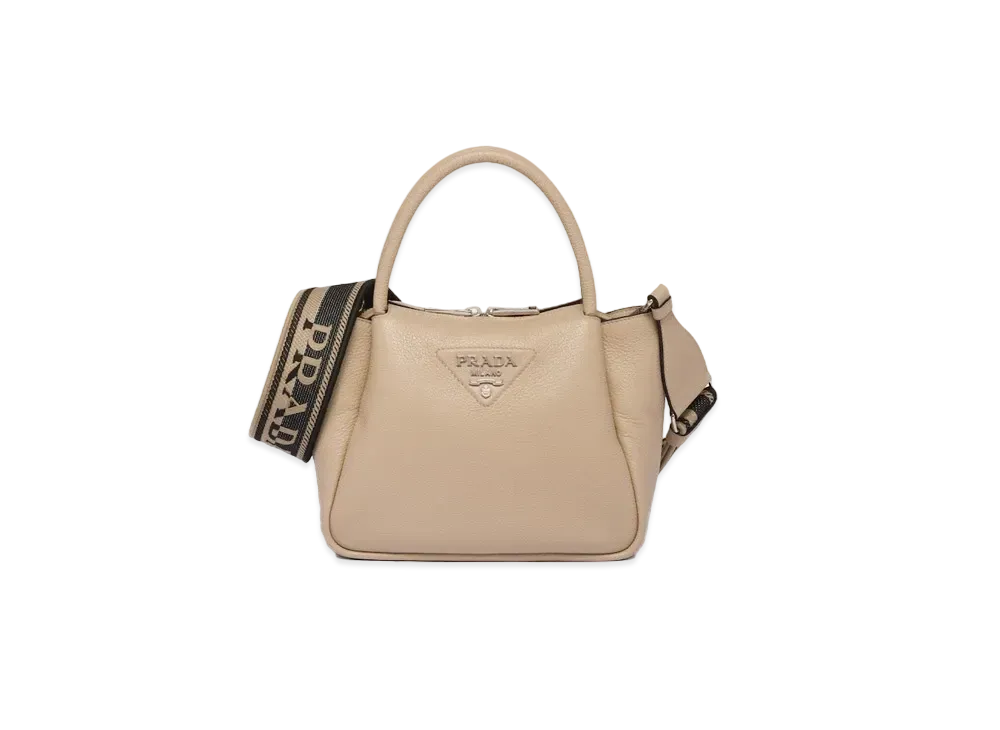 PRADA Large Leather Handbag "Sand"