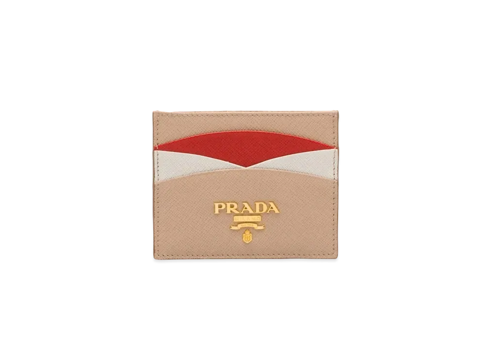 PRADA Saffiano Multicolor Card Holder "Pink Beige/Red"