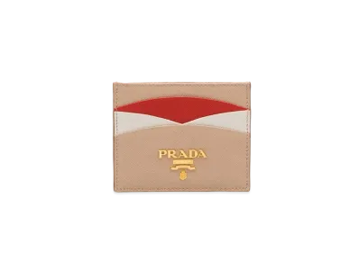 PRADA Saffiano Multicolor Card Holder "Pink Beige/Red"