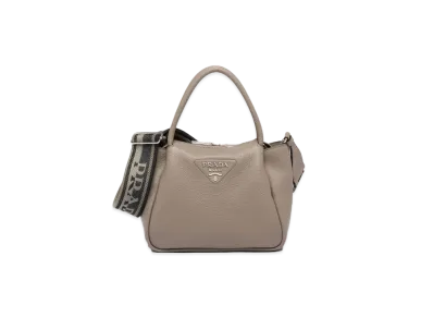 PRADA Large Leather Handbag "Clay Grey"