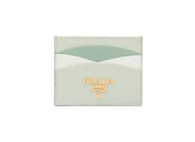 PRADA Saffiano Multicolor Card Holder "Pastel Green/Aquamarine"
