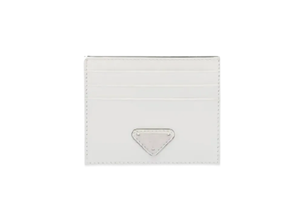 PRADA Brushed Leather Card Holder "White"