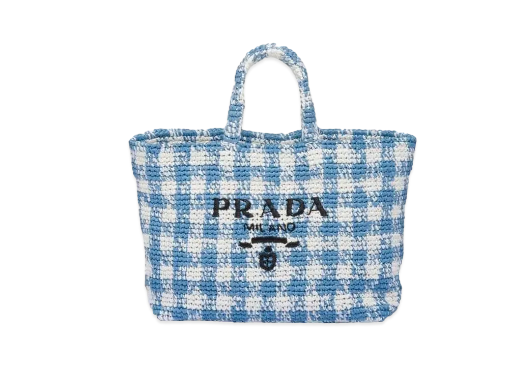 PRADA Large Crochet Tote Bag "Light Blue"