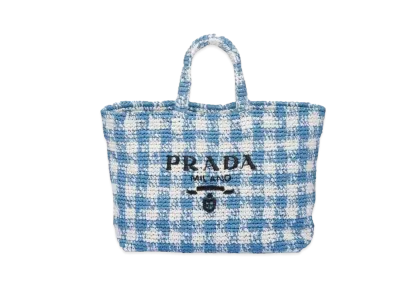 PRADA Large Crochet Tote Bag "Light Blue"