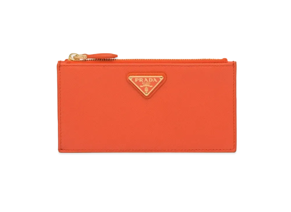 PRADA Saffiano Leather Card Holder "Orange"