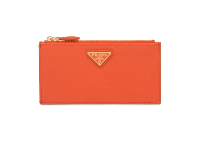 PRADA Saffiano Leather Card Holder "Orange"