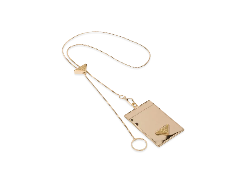 PRADA Brushed Leather Badge Holder "Platinum"