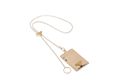 PRADA Brushed Leather Badge Holder "Platinum"