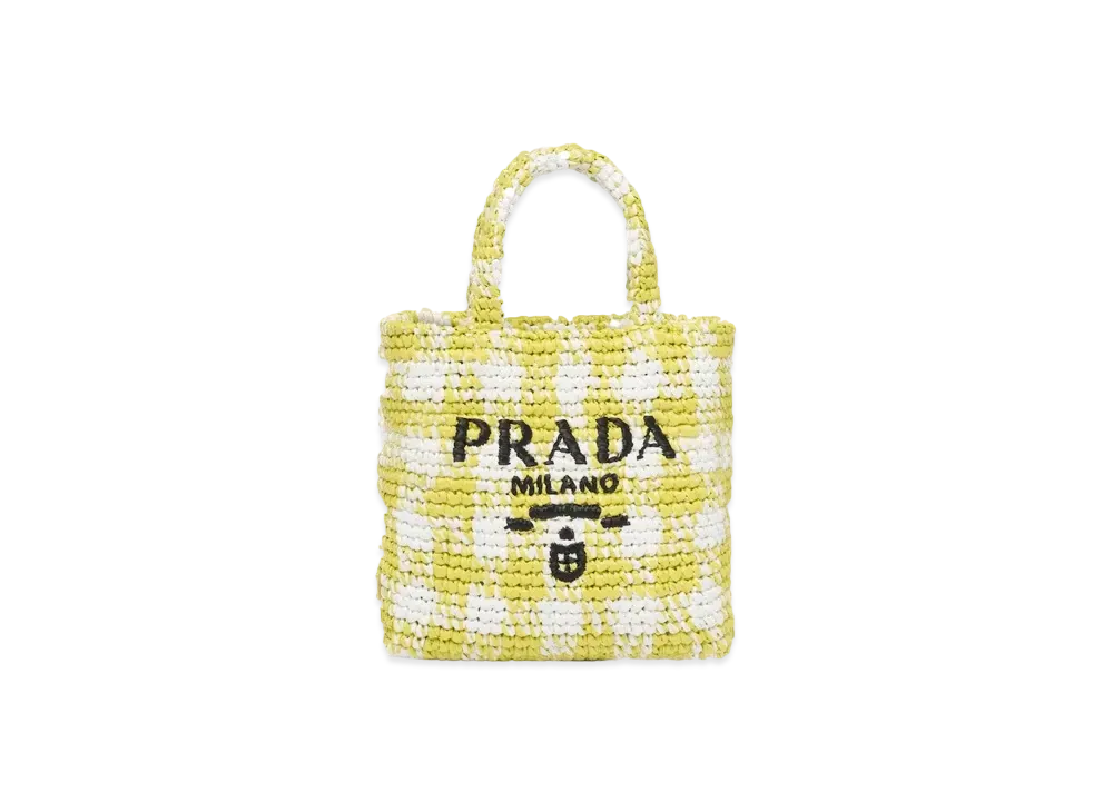 PRADA Small Crochet Tote Bag "Citron Yellow"