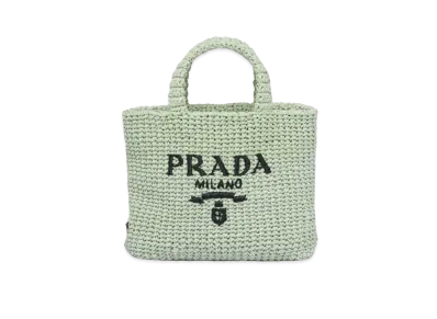 PRADA Small Crochet Tote Bag "Pastel Green"